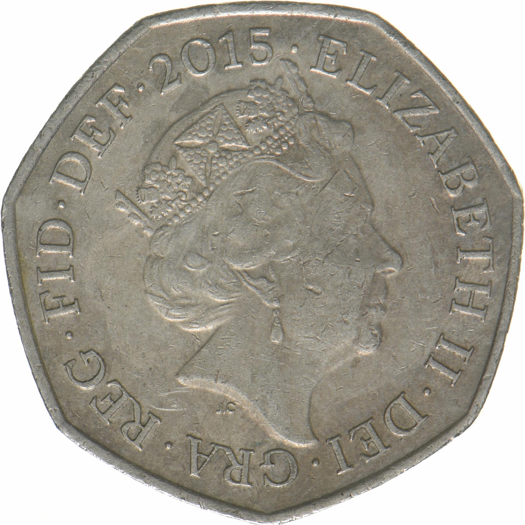 United Kingdom | 50 Pence Coin | Elizabeth II | KM:1337 | 2015 - 2022