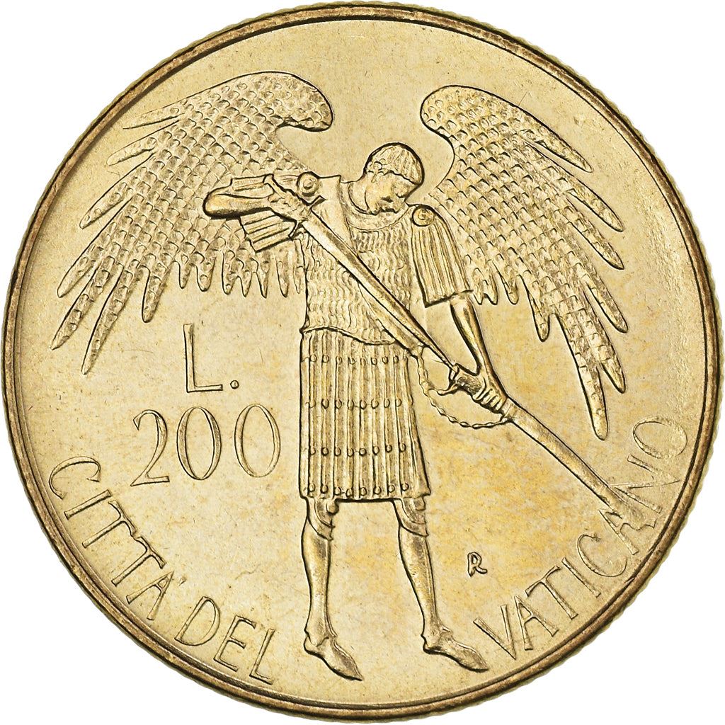 Vatican City | 200 Lire Coin | Archangel Michael | Km:196 | 1986