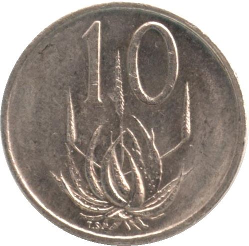 South Africa | 10 Cents Coin | Nicolaas Johannes Diederichs | Plants | Aloe | Km:101 | 1979