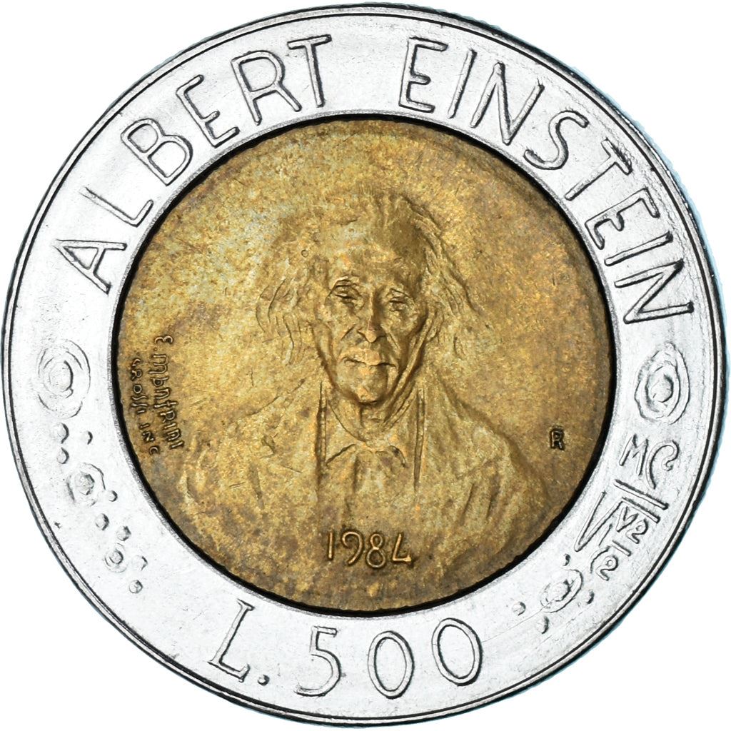 San Marino | 500 Lire Coin | Albert Einstein | Km:167 | 1984