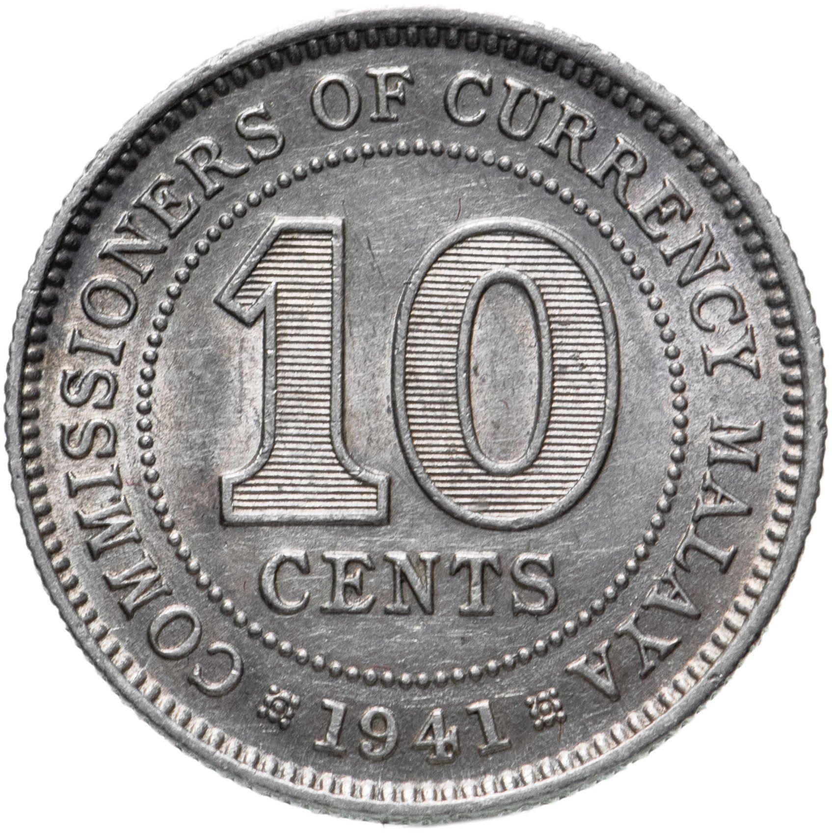 Malaya | 10 Cents Coin | George VI | Km:4 | 1939 - 1941