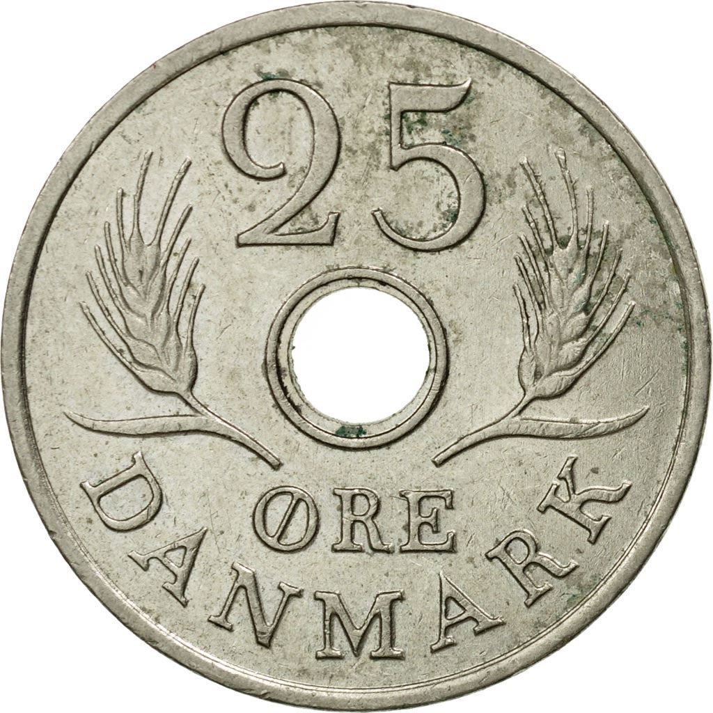 Denmark | 25 Ore Coin | Monogram | Km:855 | 1966 - 1972