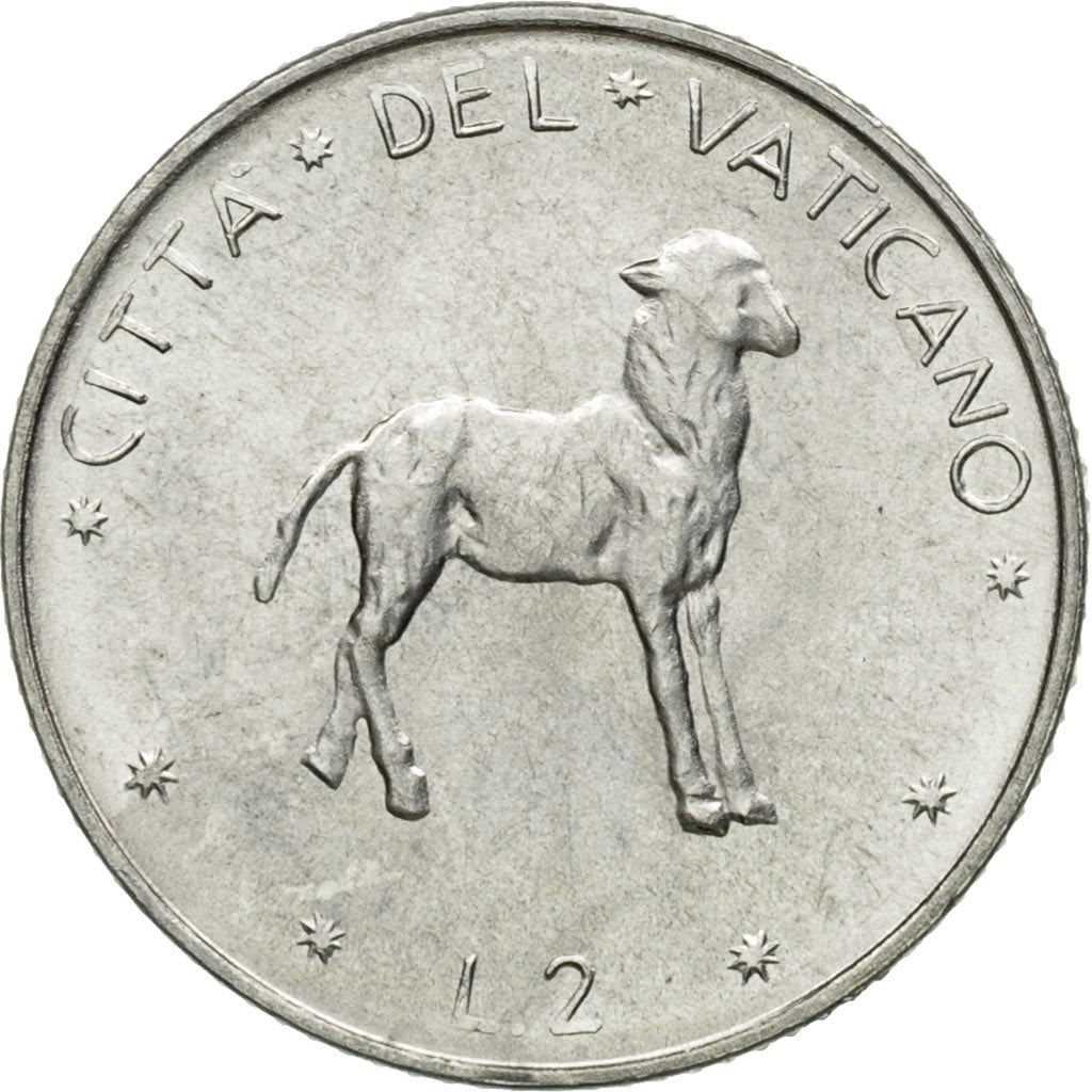 Vatican City | 2 Lire Coin | Lamb | Km:117 | 1970 - 1977
