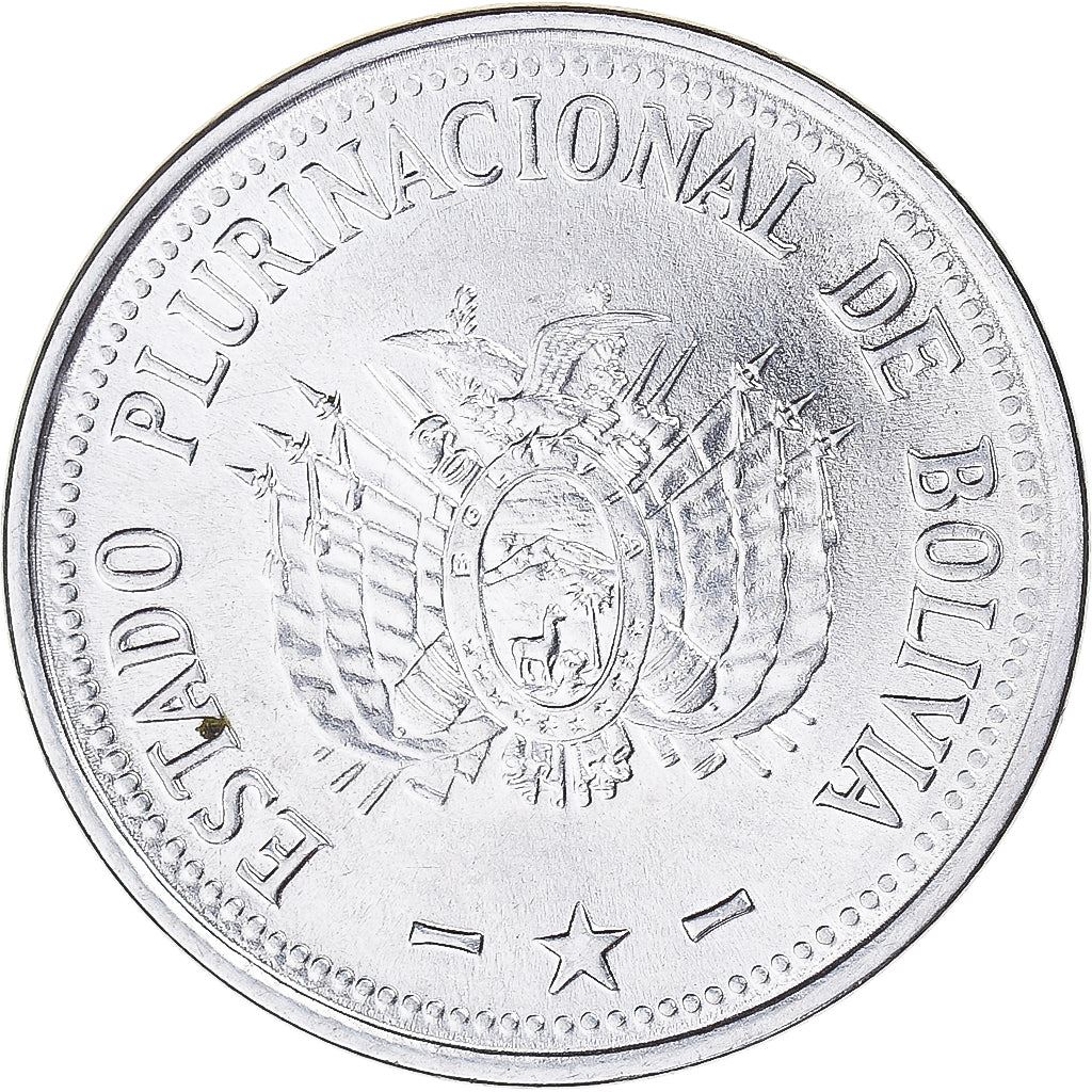 Bolivia | 50 Centavos | Stainless steel | Coat of Arms | KM:216 | 2010-2025