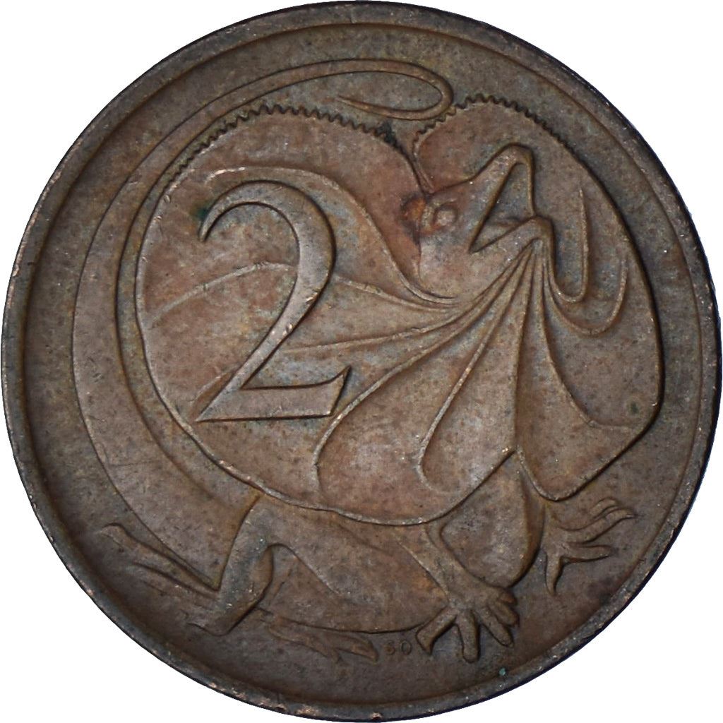 子供用品 antique coin Australia | 2 Cents Coin | Frill-necked Lizard | Km:63 | 1966 - 1984
