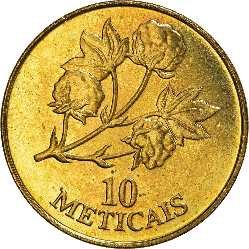 Mozambique 10 Meticais Coin | Cotton Plant | KM117 | 1994