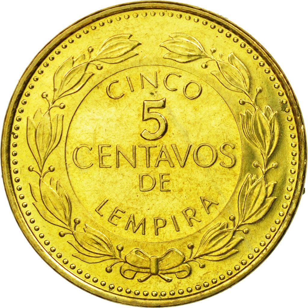 Honduras | 5 Centavos Coin | Brass | Wreath | Coat of Arms | Km:72.4 | 1995 - 2007