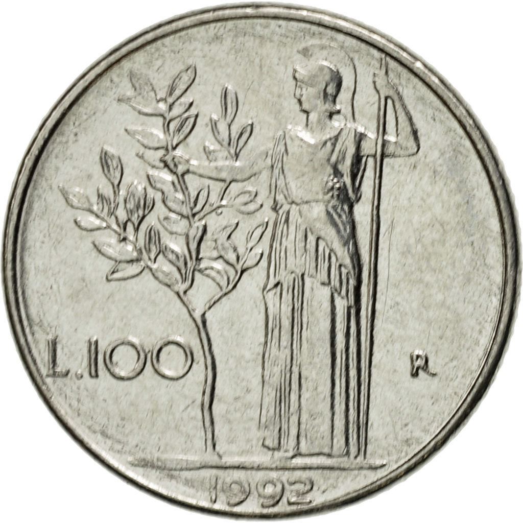 Italy | 100 Lire Coin | Goddess Minerva | Km:96.2 | 1990 - 1992