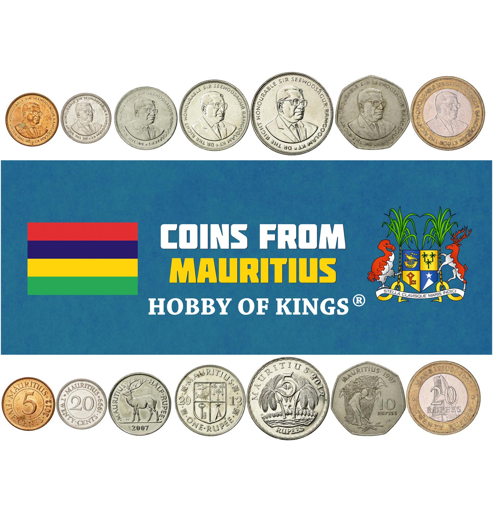 Mauritius | 7 Coin Set | 5 20 Cents 1/2 1 Rupee 5 10 20 Rupees | 2012 - 2023