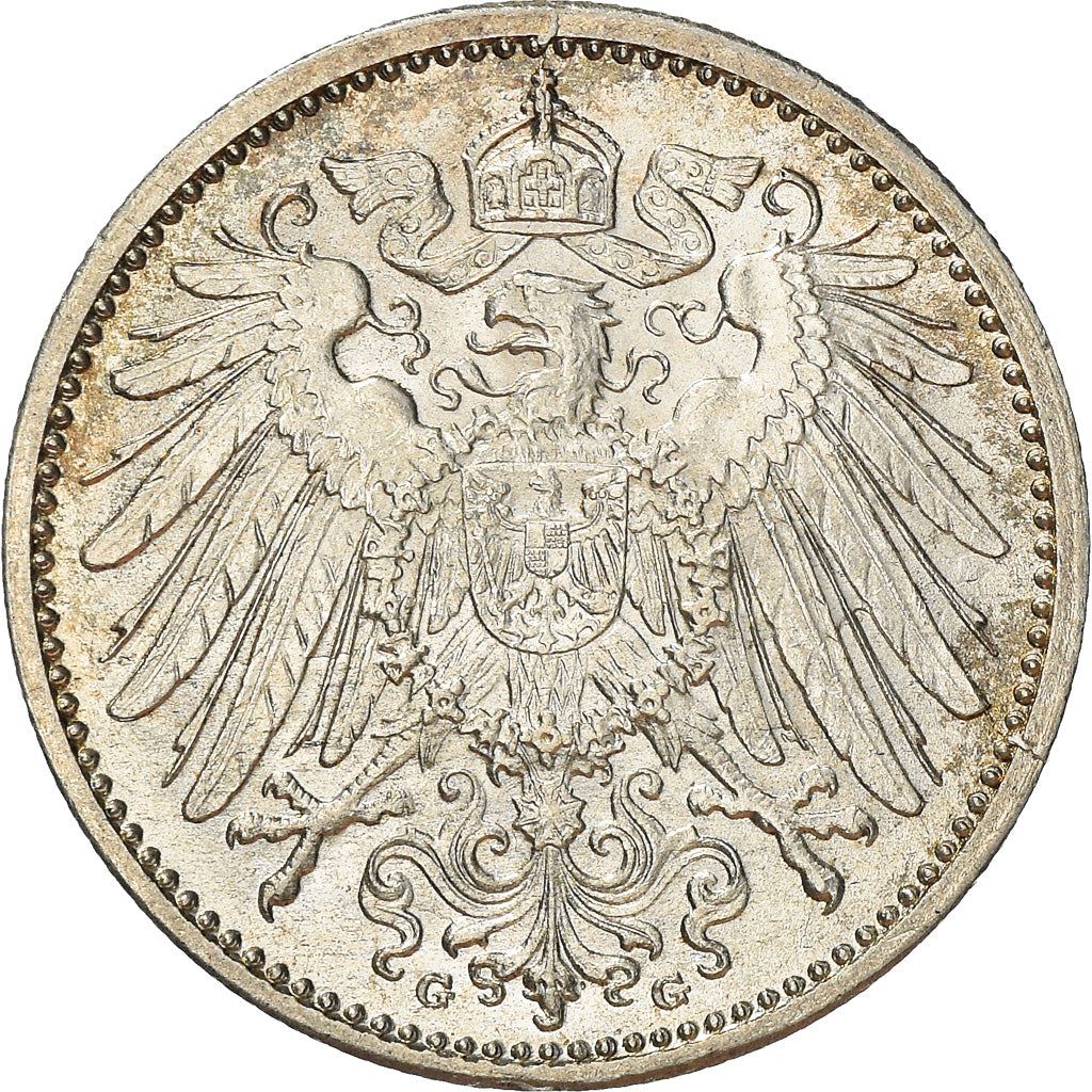 German Empire 1 Mark Coin | Deutsches Reich | Wilhelm II | Type 2 - Small Shield | KM14 | 1891 - 1916
