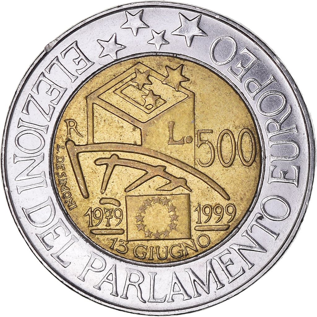 Italy | 500 Lire Coin | Parliament Elections | Km:203 | 1999
