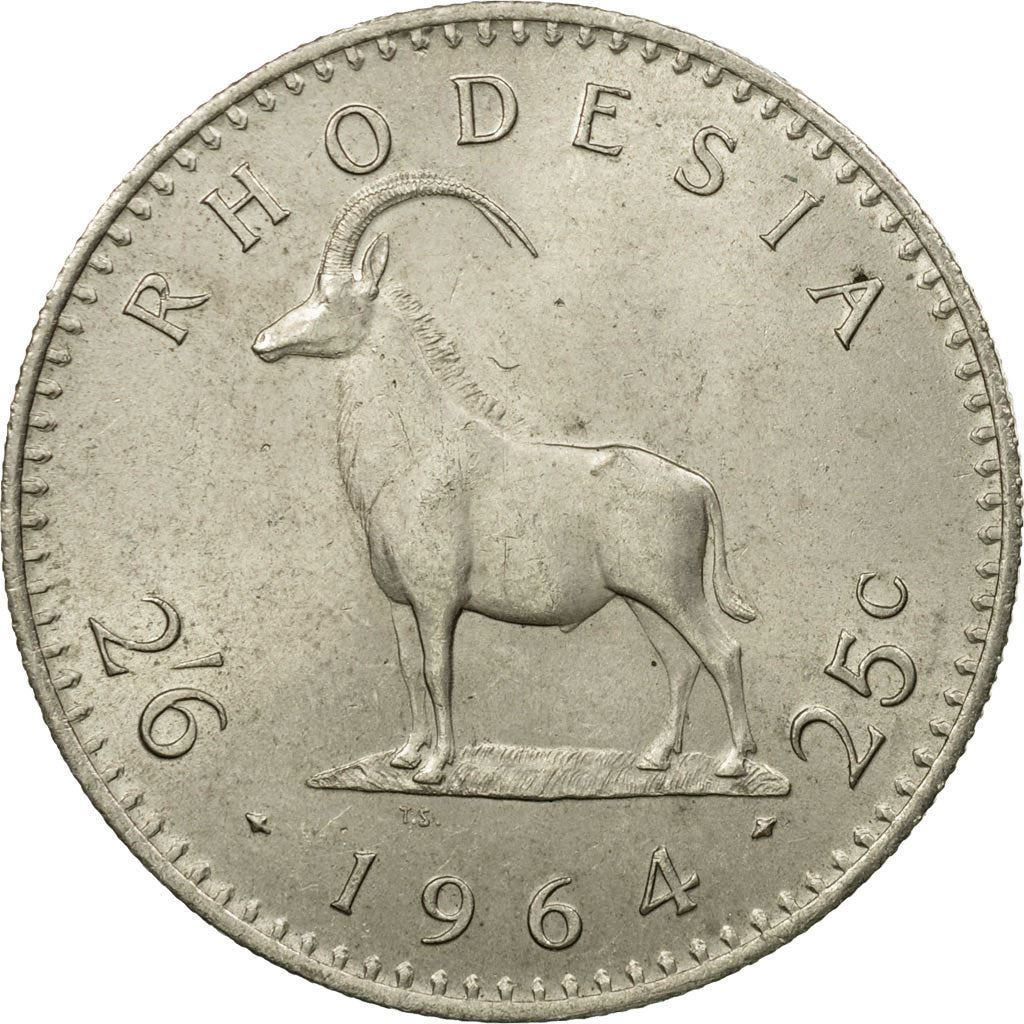 Rhodesia | 2.5 Shillings / 25 Cents Coin | Elizabeth II | Antelope | Km:4 | 1964