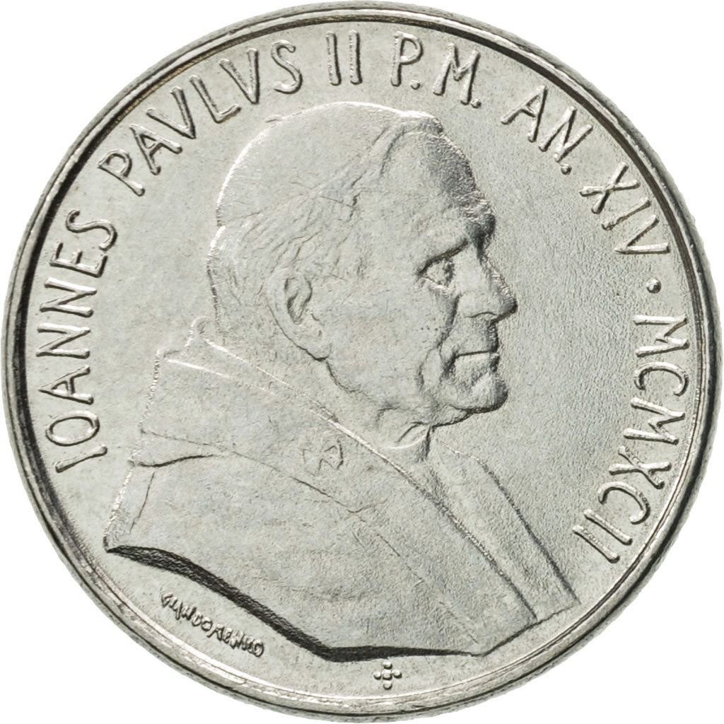 Vatican City | 100 Lire Coin | John Paul II | Km:239 | 1992
