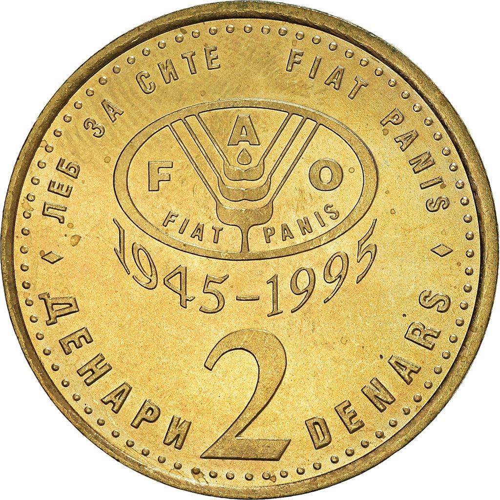 North Macedonia 2 Denari Coin | FAO | KM6 | 1995