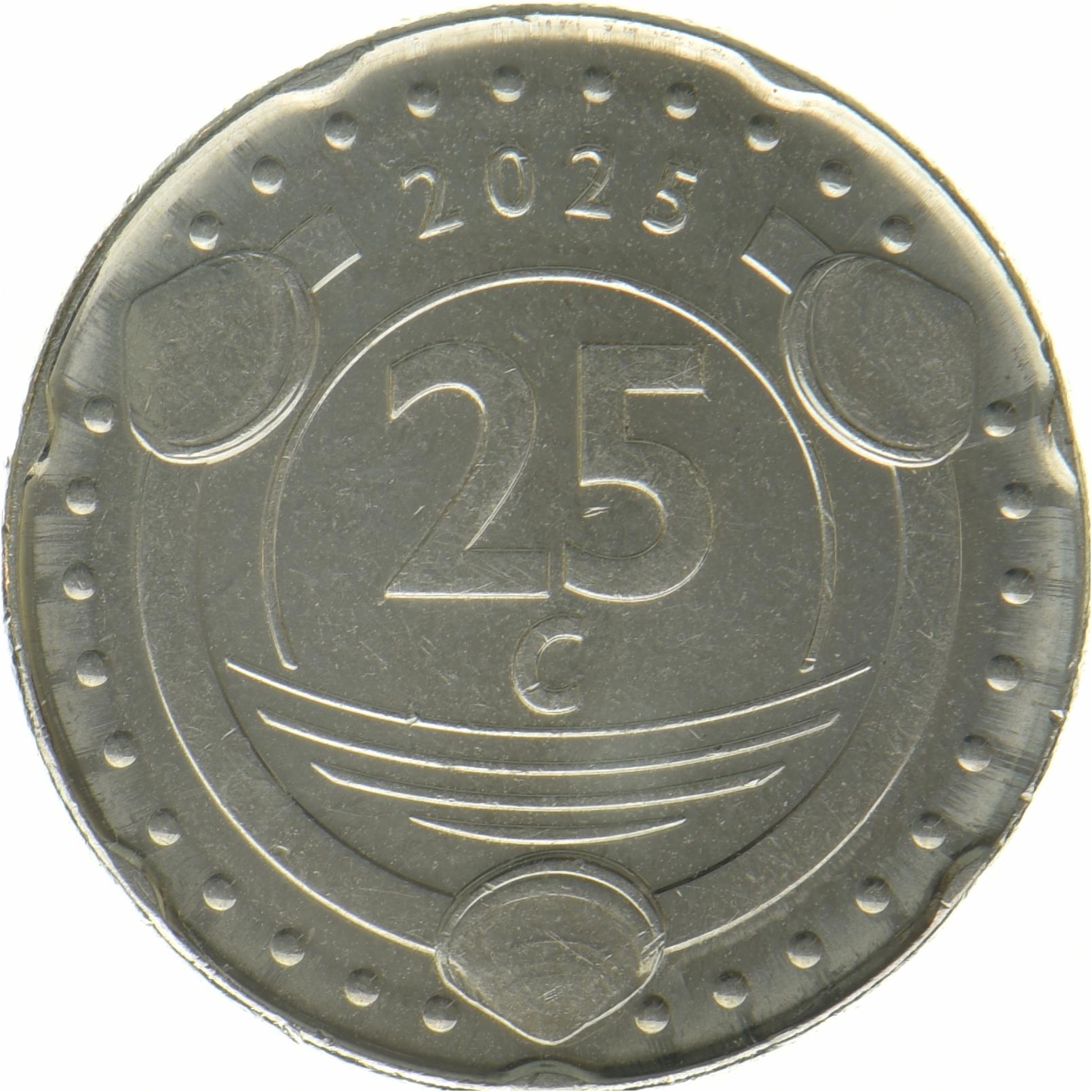 オランダ › オランダ領カリブ › キュラソー | 25セント硬貨 | オレンジブロッサム | 2025年