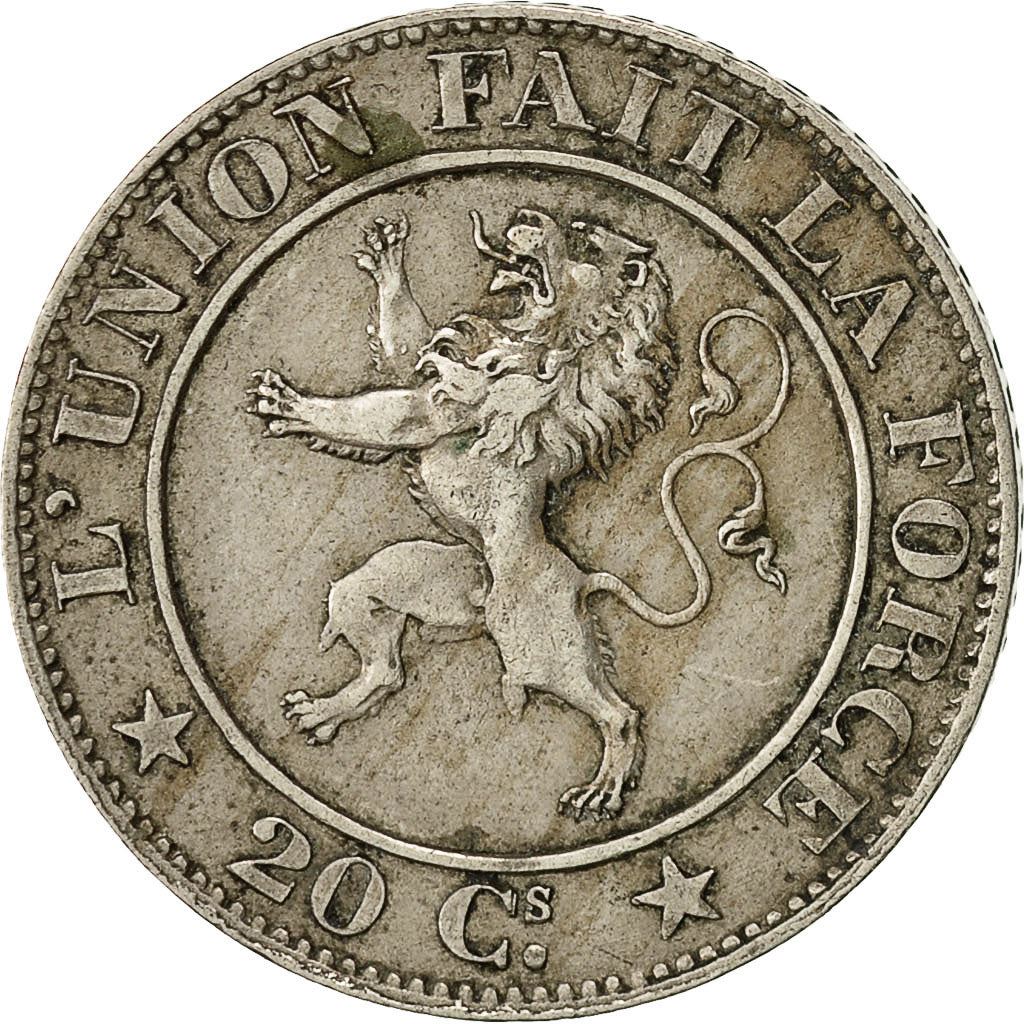 Belgian | 20 Centimes Coin | Leopold I | Lion | Star | KM20 | 1860 - 1861
