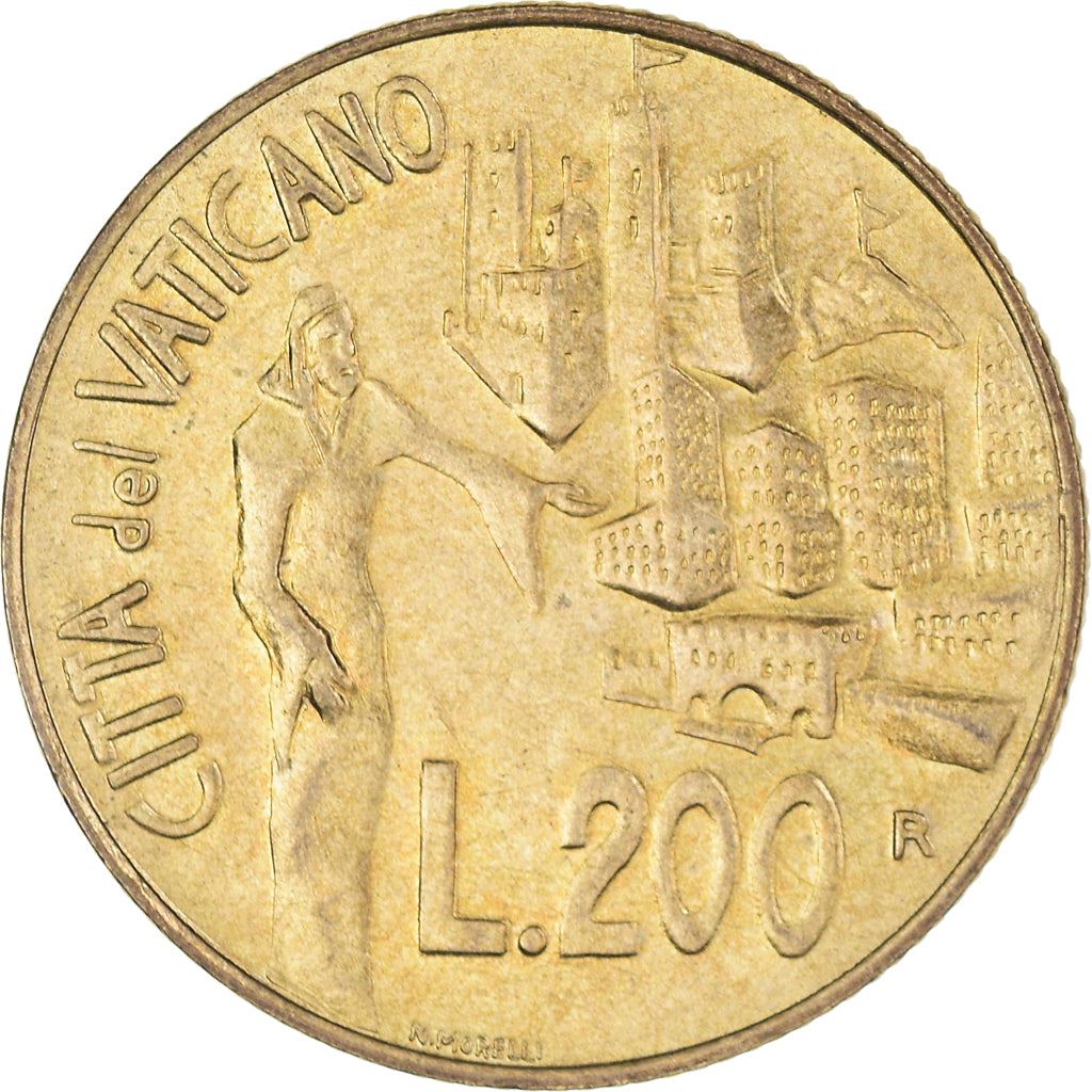 Vatican City | 200 Lire Coin | John Paul II | Km:232 | 1991