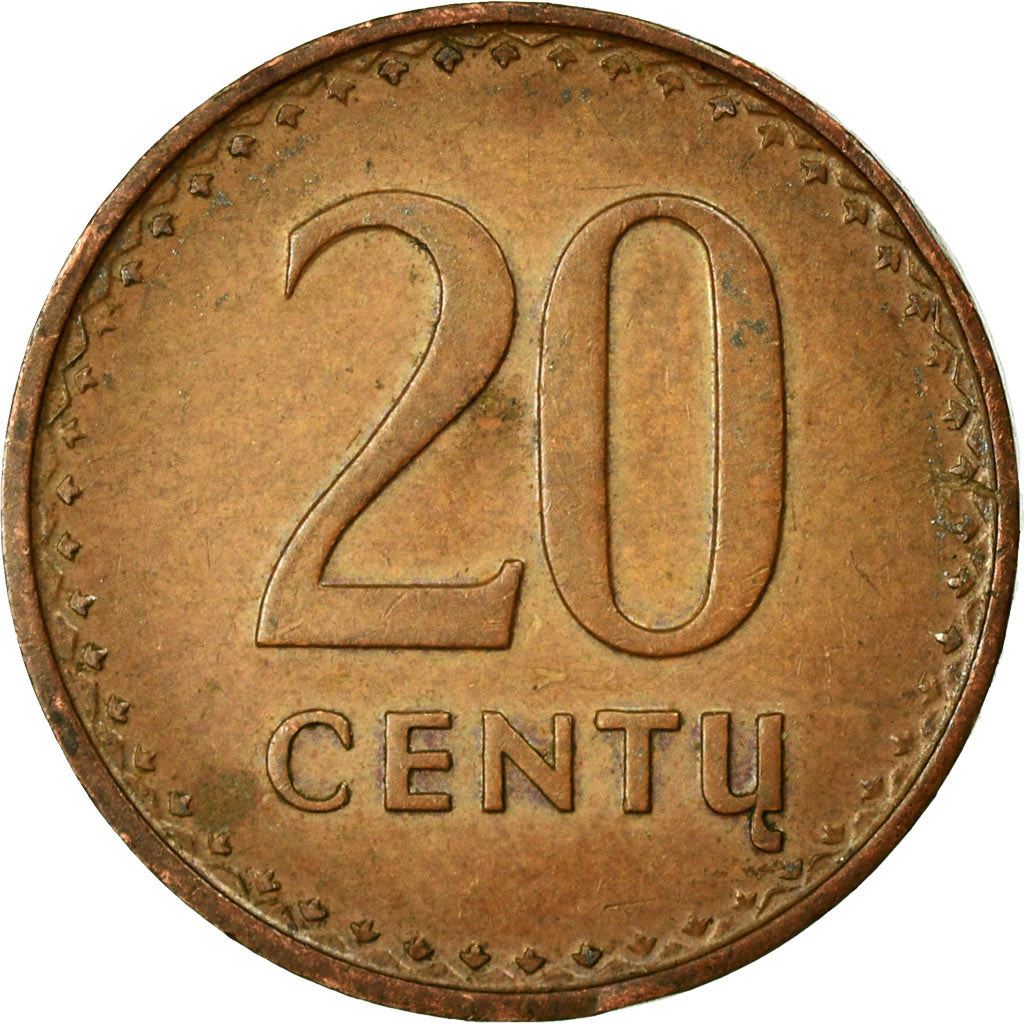 Lithuania | 20 Centų Coin | Bronze | Horse or equine | Coat of Arms | KM:89 | 1991