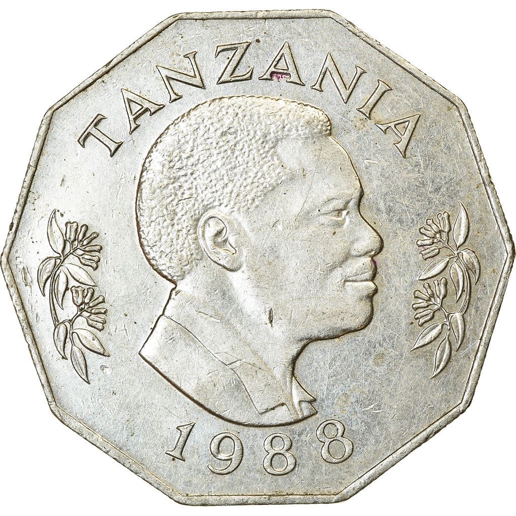 Tanzania | 5 Shilingi Coin | Bananas | Maize | Cattle | Grains | Km:23 | 1987 - 1989