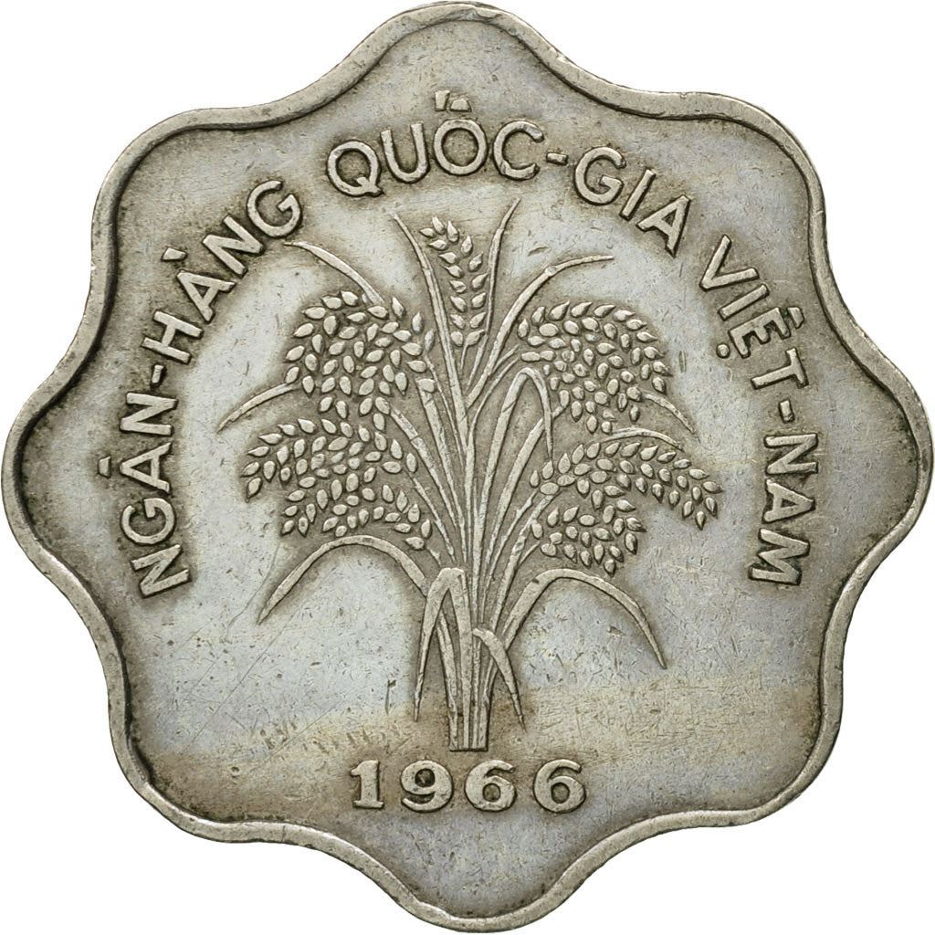South Vietnam | 5 Dong Coin | Rice plant | Km:9 | 1966 - 1970