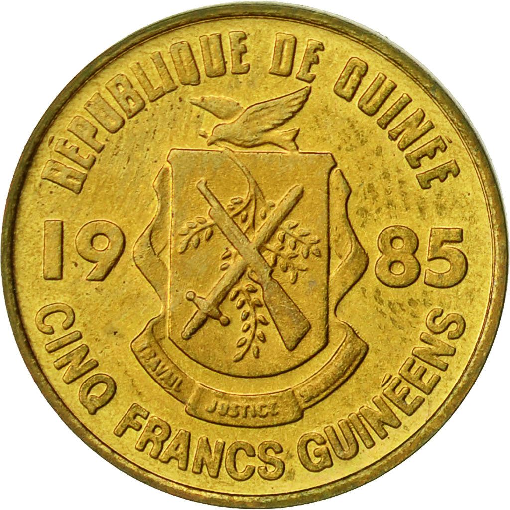 Guinea | 5 Francs Guineens Coin | Palm leaf | Km:53 | 1985
