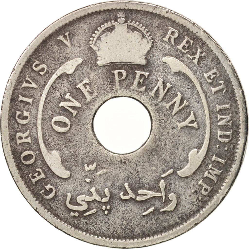 British West Africa | 1 Penny Coin | Crown | Hexagram | Km:9 | 1912 - 1936