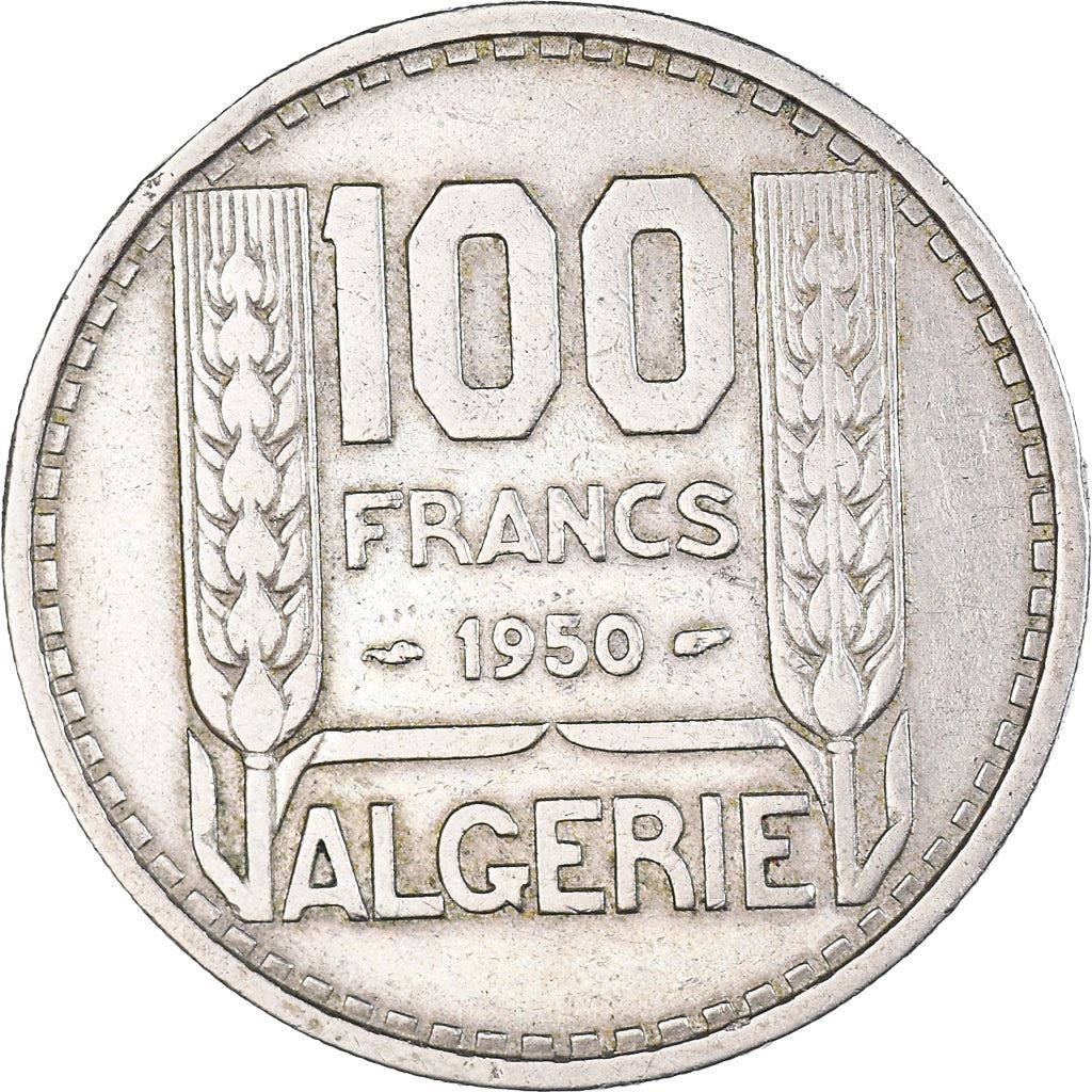 Algeria 100 Francs Coin | Marianne | Phrygian Cap | KM93 | 1950 - 1952