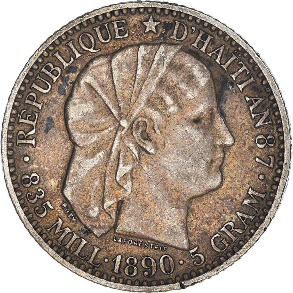 Haiti | 20 Centimes Coin | Libertine | Palm Tree | Cannon | Km:45 | 1881 - 1895