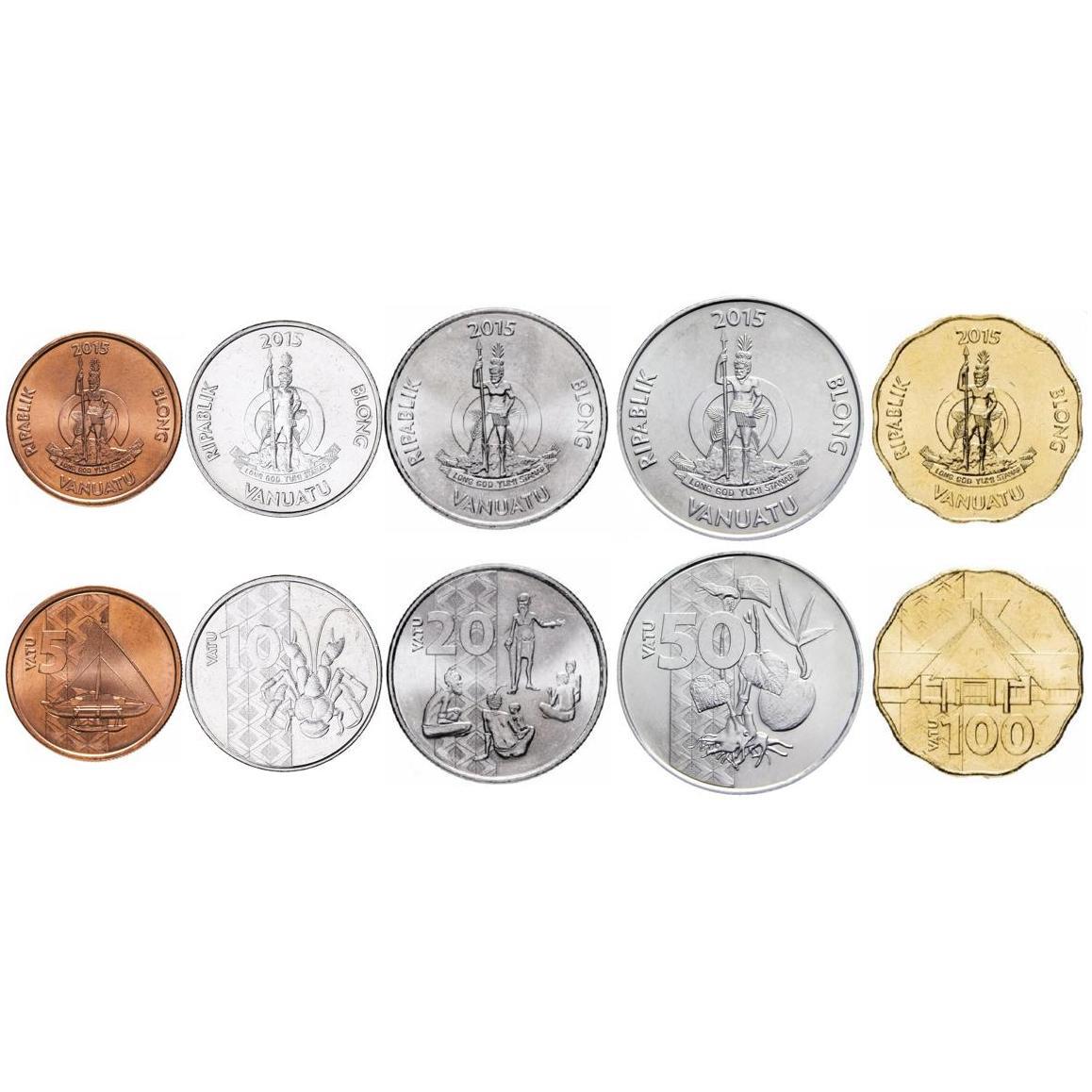 Vanuatu | 5 Coin Set | 5 10 20 50 100 Vatu | 2015 - 2023