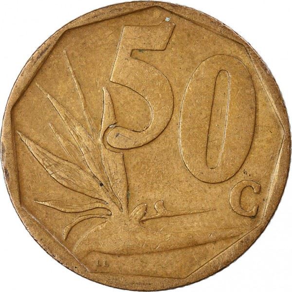 South Africa 50 Cents Afrikaans Legend - Suid-Afrika Coin KM331 2004