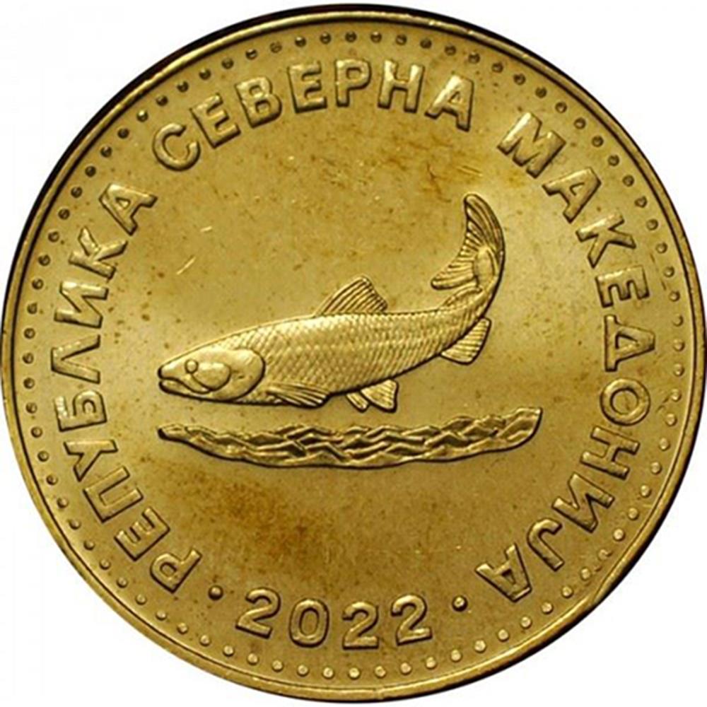 Macedónia do Norte | Moeda 2 Denari | Truta de Ohrid | Km:85 | 2022