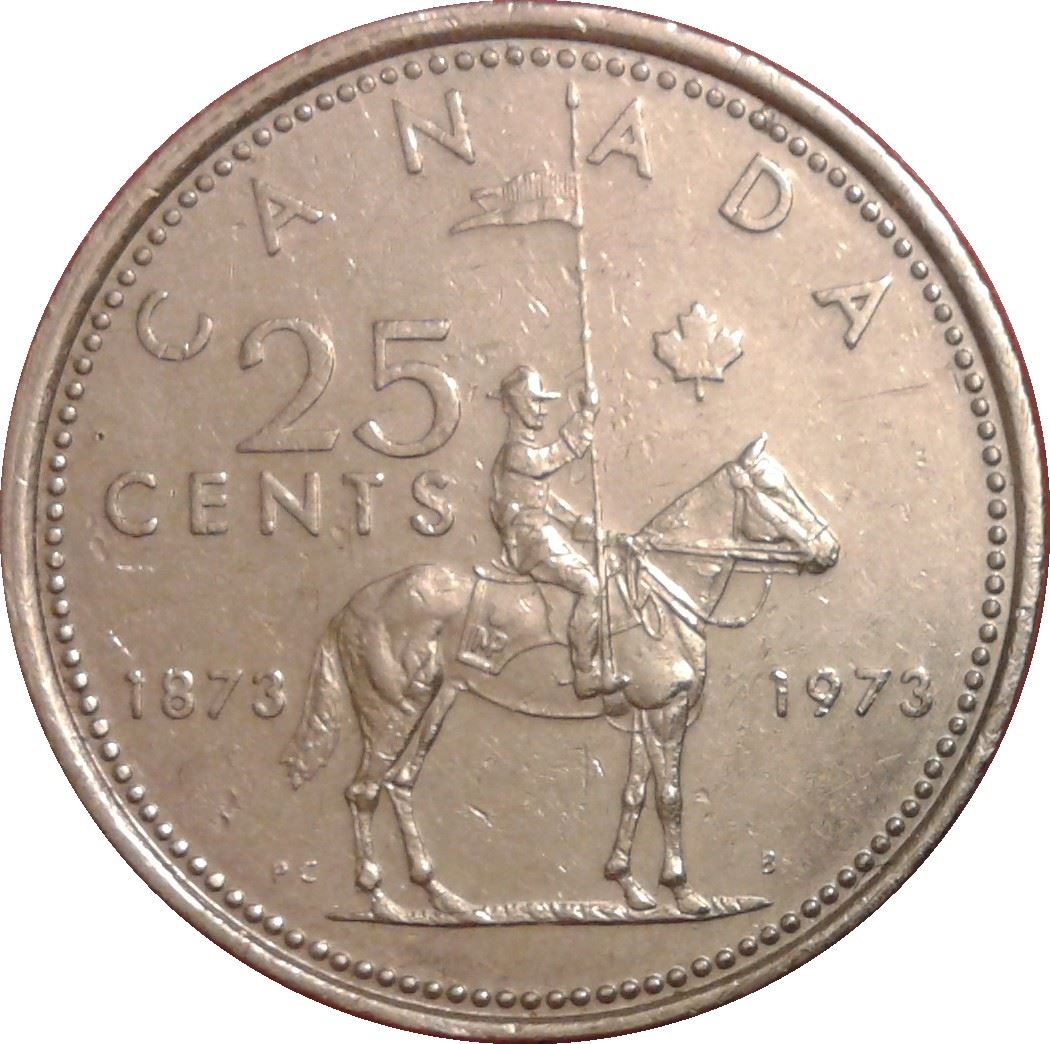 Canada | 25 Cents Coin | Mounted Police | Nickel | KM:81 | 1973