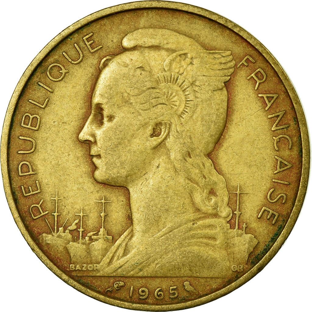 French Somaliland | 20 Francs Coin | Marianne | Dhow | Ocean Liner | Km:12 | 1965