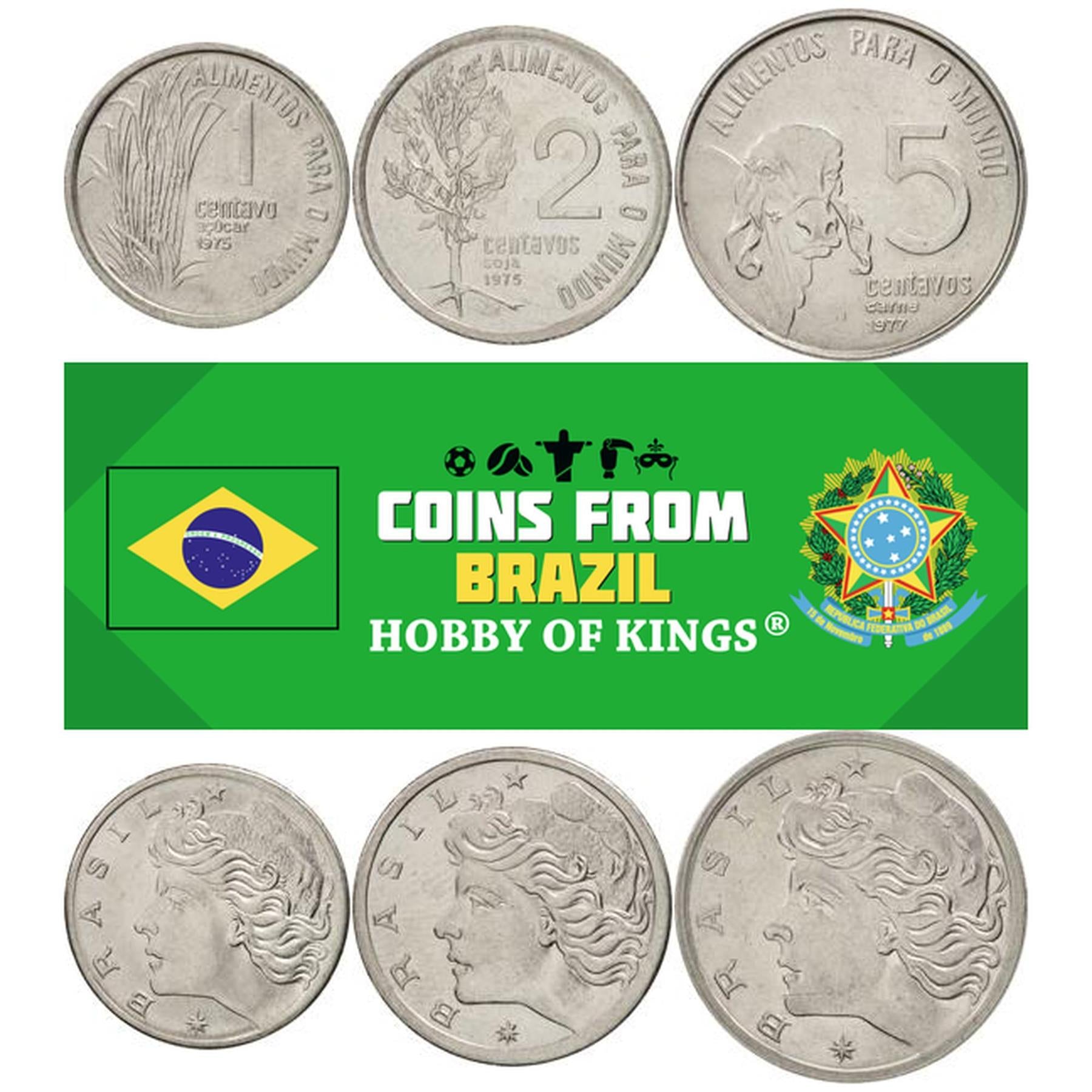 Brasil | 3 Myntsett | 1 2 5 Centavos | 1975 - 1978