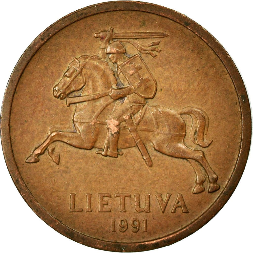 Lithuania | 20 Centų Coin | Bronze | Horse or equine | Coat of Arms | KM:89 | 1991