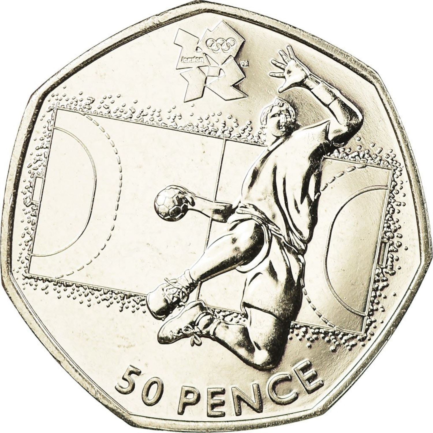 United Kingdom 50 Pence Coin | Elizabeth II 4th portrait | Handball | 2011