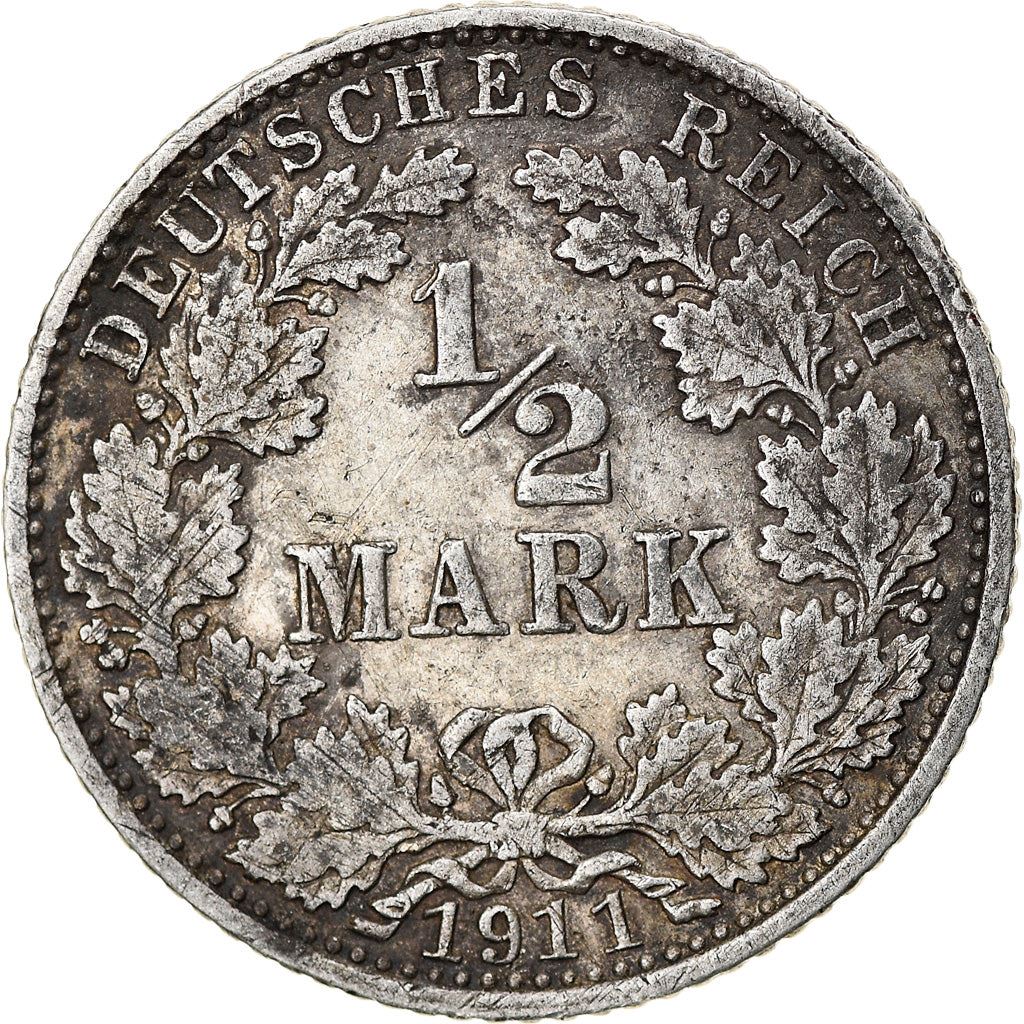 German Empire 1/2 Mark Coin | Deutsches Reich | Wilhelm II | Type 2 | KM17 | 1905 - 1919