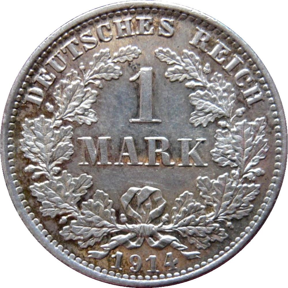 German Empire 1 Mark Coin | Deutsches Reich | Wilhelm II | Type 2 - Small Shield | KM14 | 1891 - 1916