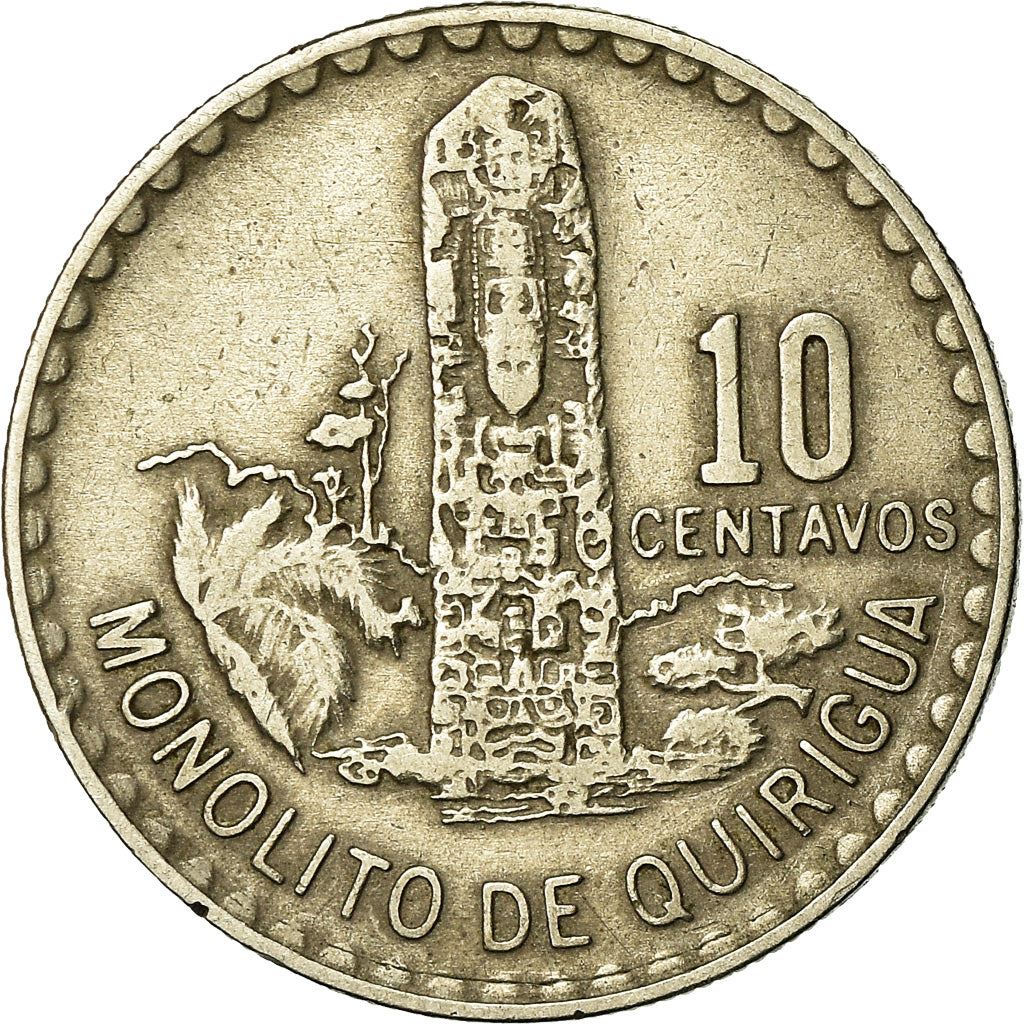 Guatemala | 10 Centavos Coin | Mayan Pillar | Km:271.1 | 1971 - 1973