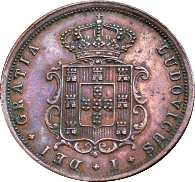 Portugal 5 Reis Coin | King Luiz I | Crown | KM513 | 1867 - 1879