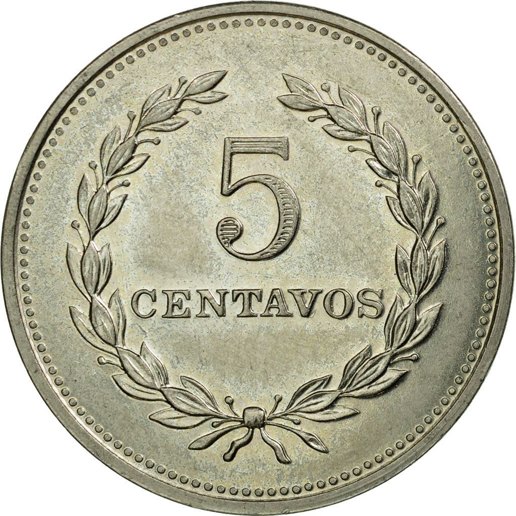 El Salvador | 5 Centavos Coin | Francisco Morazan | Km:149 | 1975 - 1986