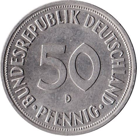 Germany 50 Pfennig Coin | Oak Planting | KM109 | 1950 - 2001