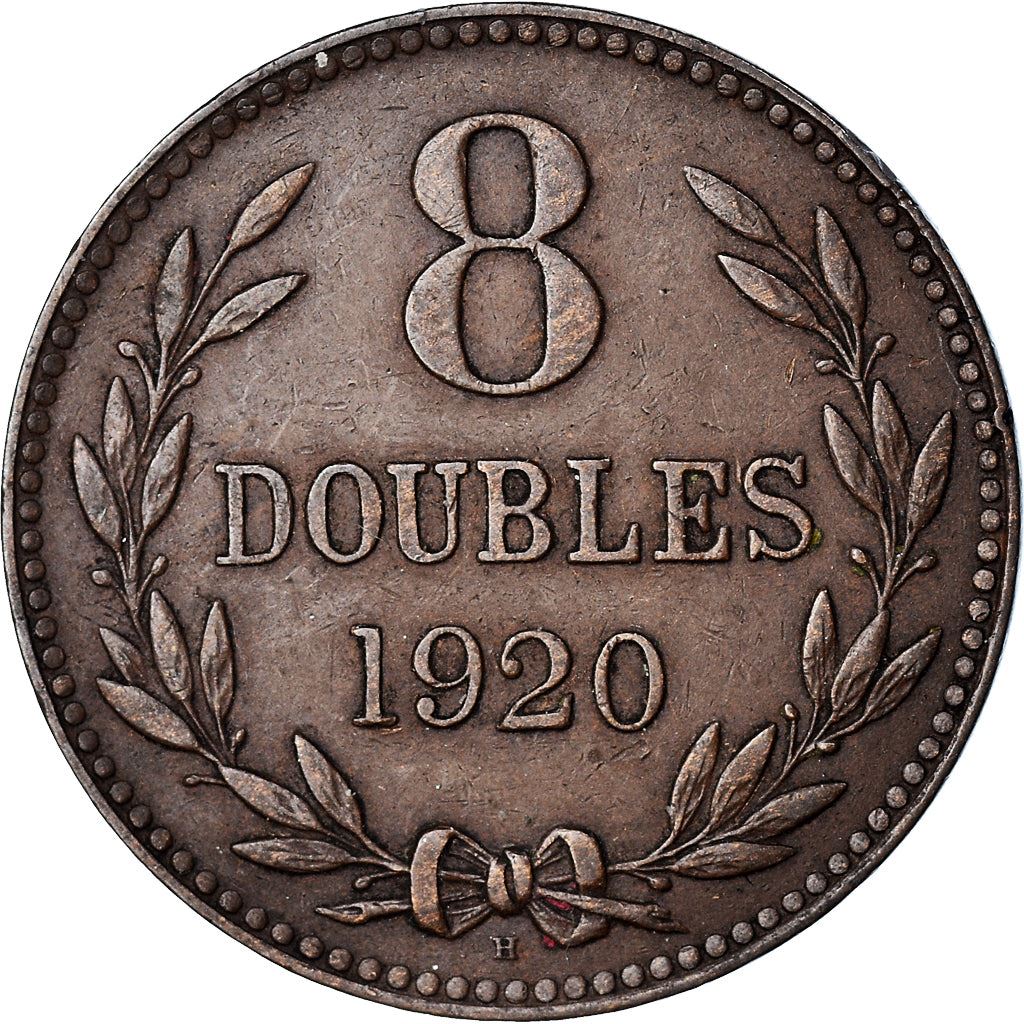 Guernsey 8 Doubles Mynt | Våpenskjold | KM14 | 1914 - 1949