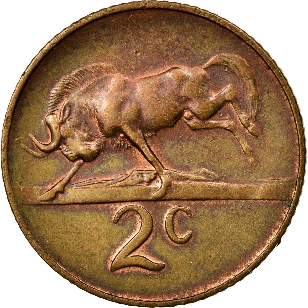 South Africa 2 Cents Coin | Afrikaans Legend - SUID-AFRIKA | KM66.2 | 1965 - 1969