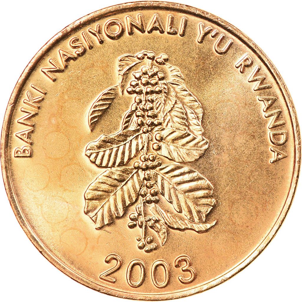 Rwanda | 5 Amafaranga Coin | Coffee Plant | Coffee Beans | Km:23 | 2003