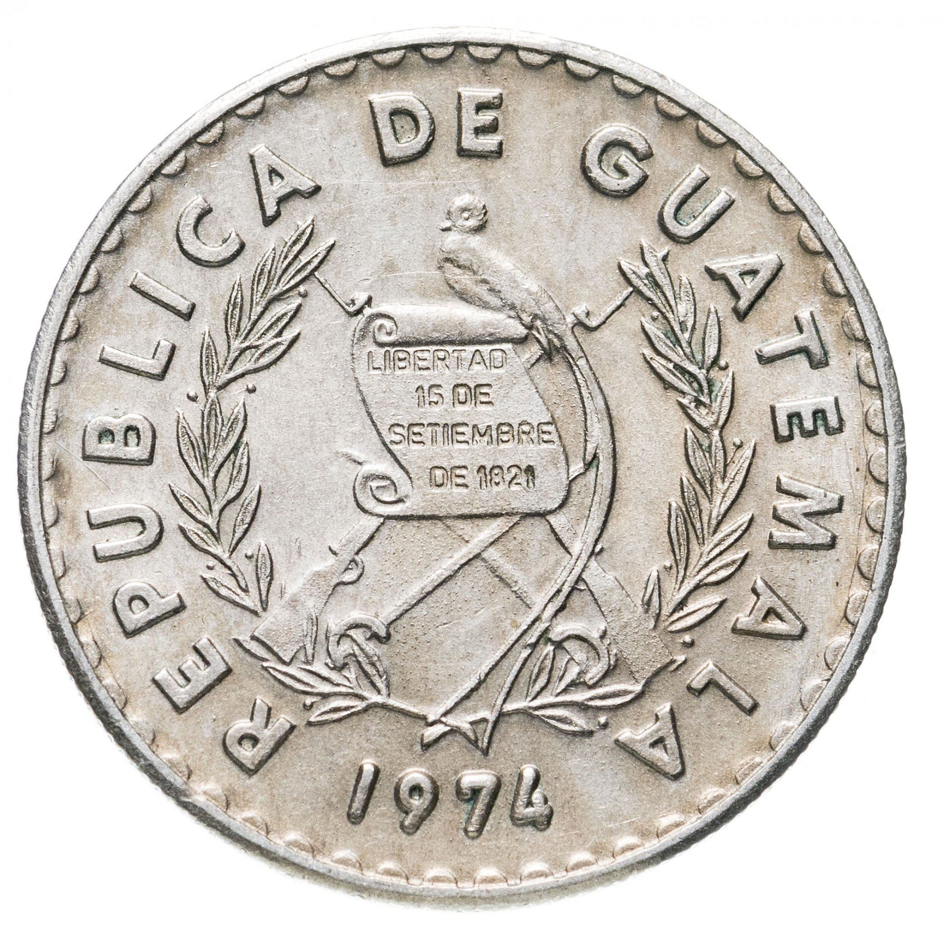 Guatemala | 10 Centavos Coin | Mayan Pillar | Km:274 | 1974 - 1975
