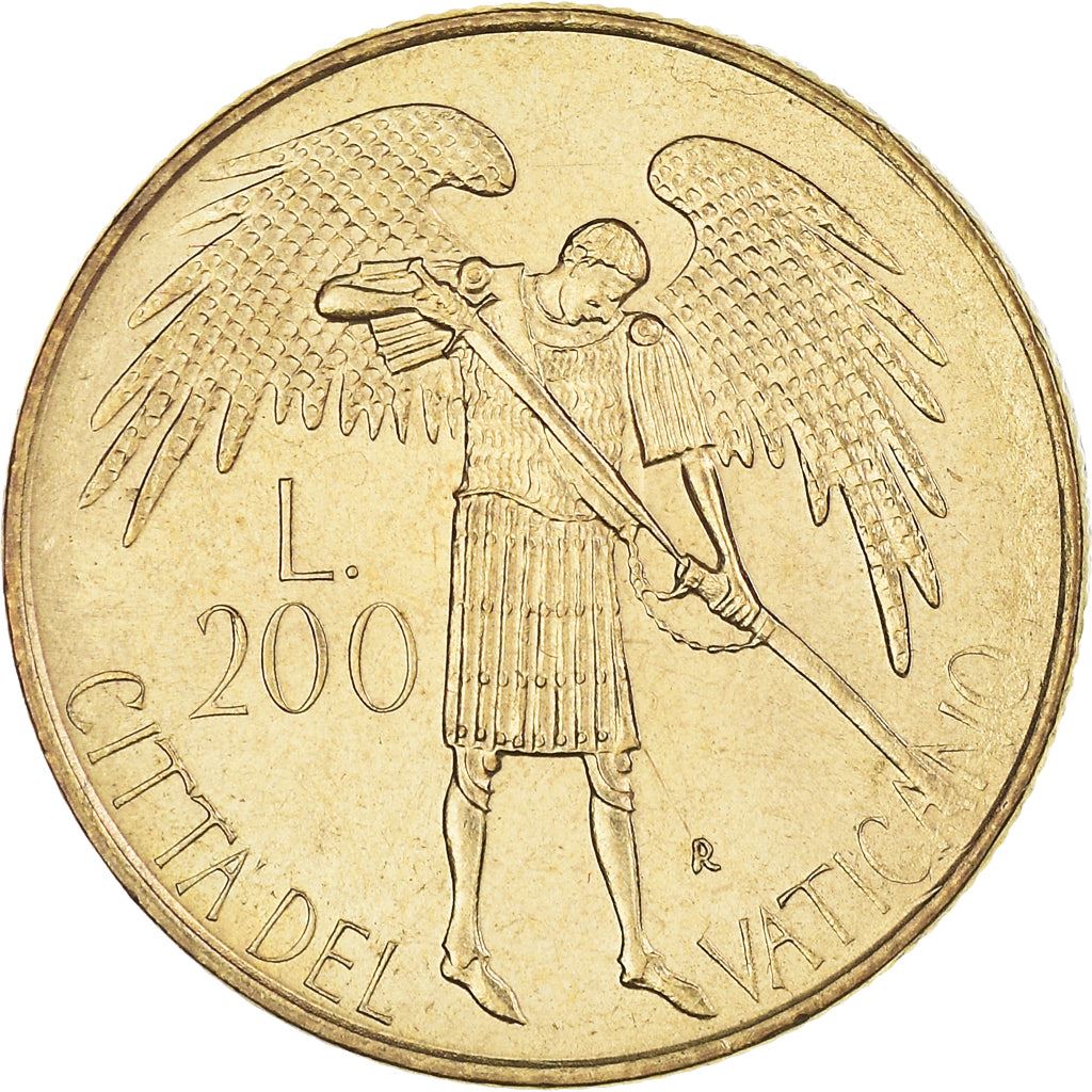 Vatican City | 200 Lire Coin | Archangel Michael | Km:196 | 1986