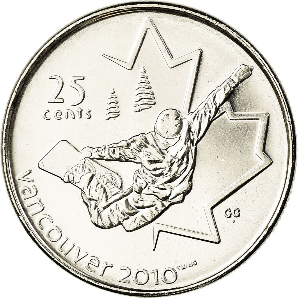 Canada | 25 Cents Coin | Nickel plated steel | Snowboarding | KM:768 | 2008