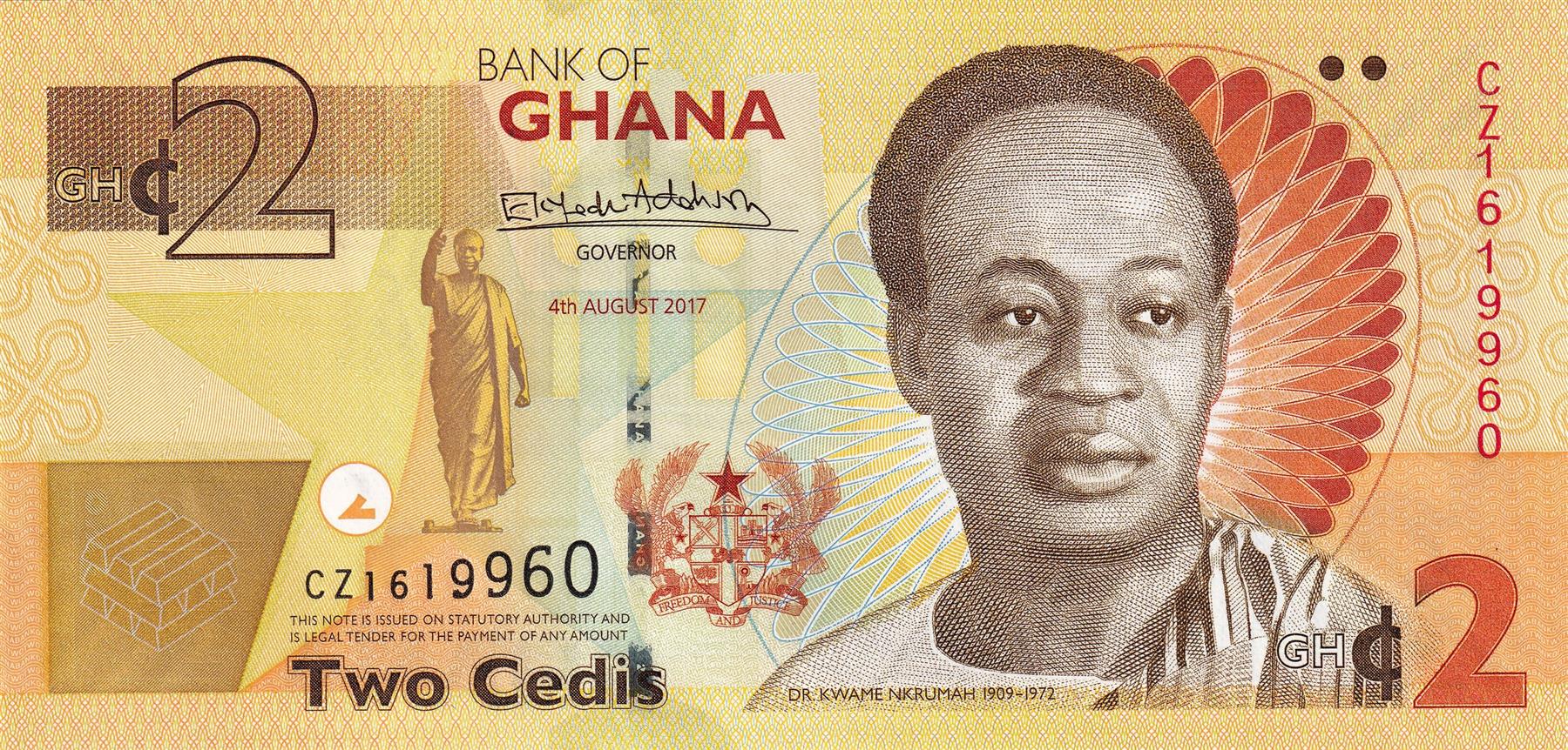Ghana | 2 Cedis Banknote | 2010 - 2017 | Dr. Kwame Nkrumah | Old & New Parliament Buildings