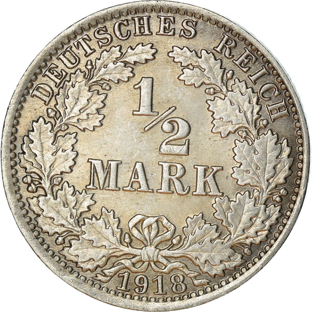 German Empire 1/2 Mark Coin | Deutsches Reich | Wilhelm II | Type 2 | KM17 | 1905 - 1919